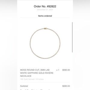 Dorsey MOSS ROUND CUT, 3MM LAB WHITE SAPPHIRE GOLD Tennis Necklace